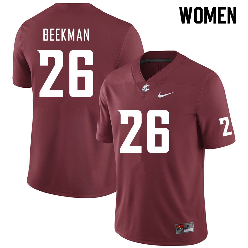 Women #26 Bryce Beekman Washington State Cougars College Football Jerseys Sale-Crimson